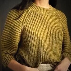 Anthropologie Maeve Mackenzie Olive Green Chunky Knit Sweater Size XS Oversized